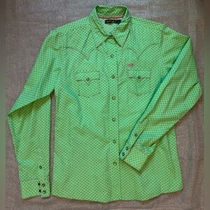 Cruel Girl rodeo button up shirt, lime green